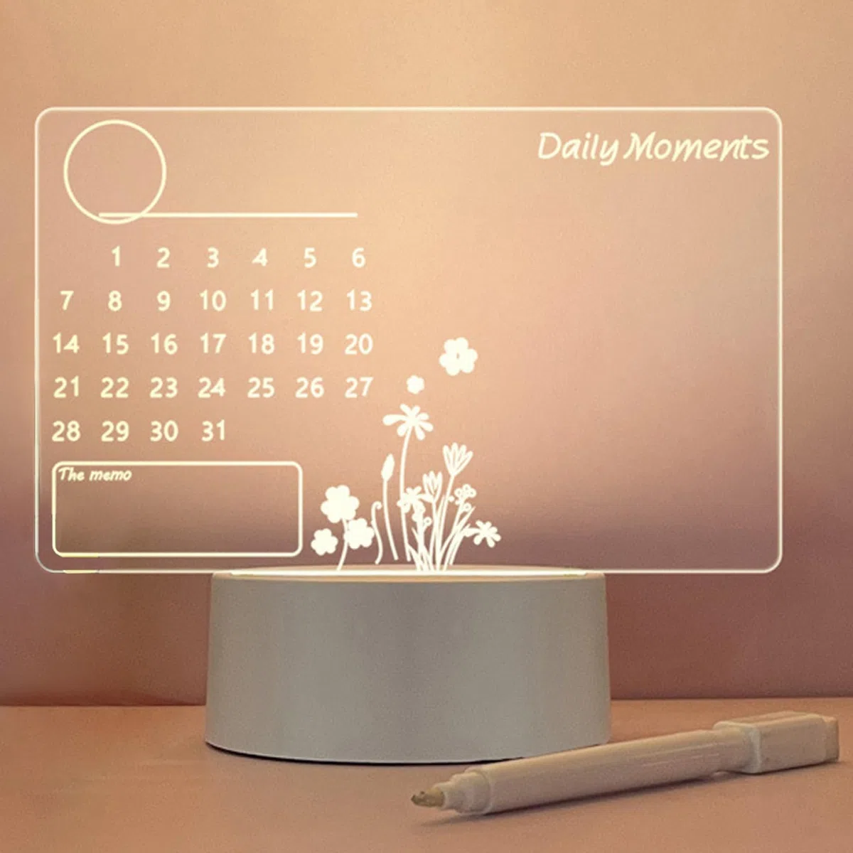 Lavagna per Appunti a LED Lavagna Cancellabile a Secco Illuminata in Acrilico Con Penna Tavolo Da Disegno a LED USB Lavagna a LED Alimentata a Batteria, Senza Batteria, Lavagna per Calendario