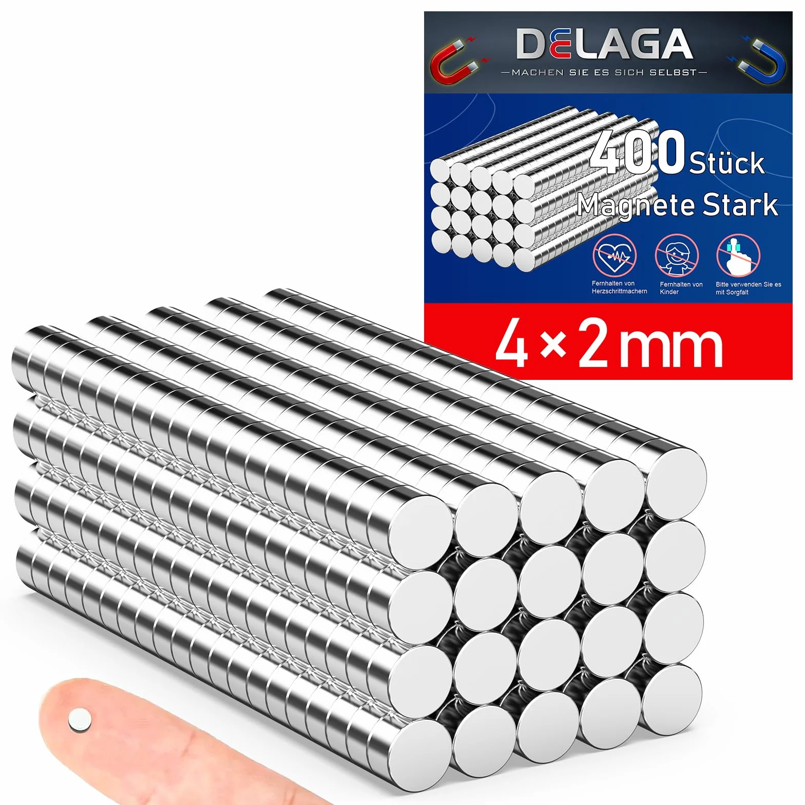 400 pezzi Magneti forti, magneti extra forti da 4x2mm, piccoli magneti per lavagna magnetica, magneti per frigorifero, mini magneti rotondi per lavagna, bacheca, ufficio