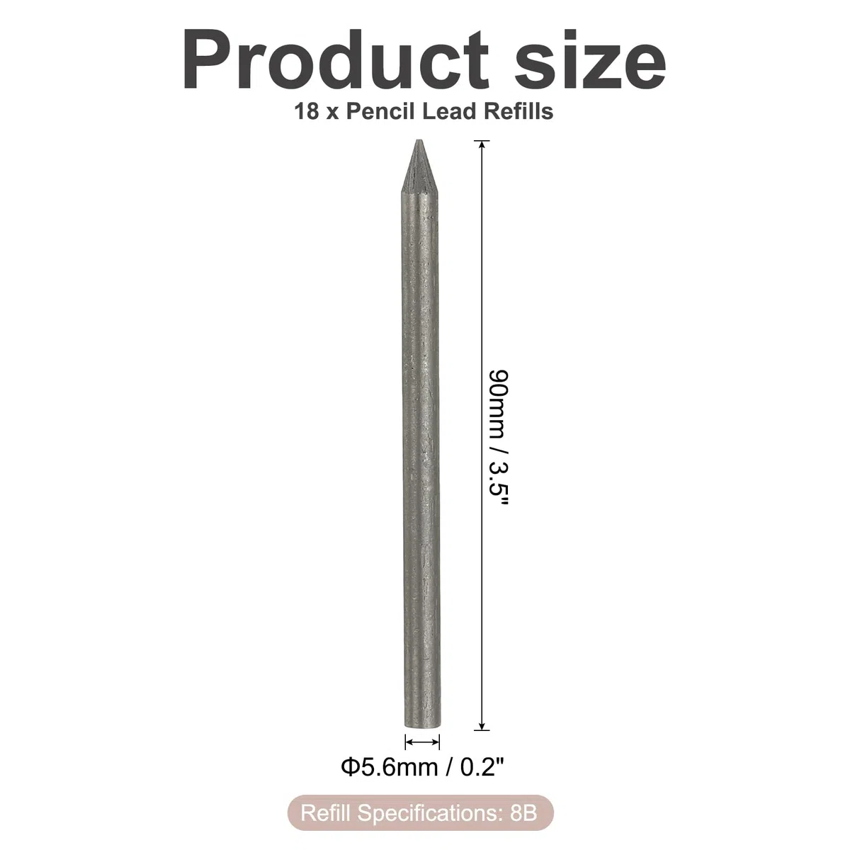 PATIKIL 5.6 Mm 8B Mine Di Ricarica Per Matite Da Falegname, 18 Pezzi Mine Resistenti A Rottura Solide Per Matite Meccaniche Da Costruzione Arte E Disegno, Nero