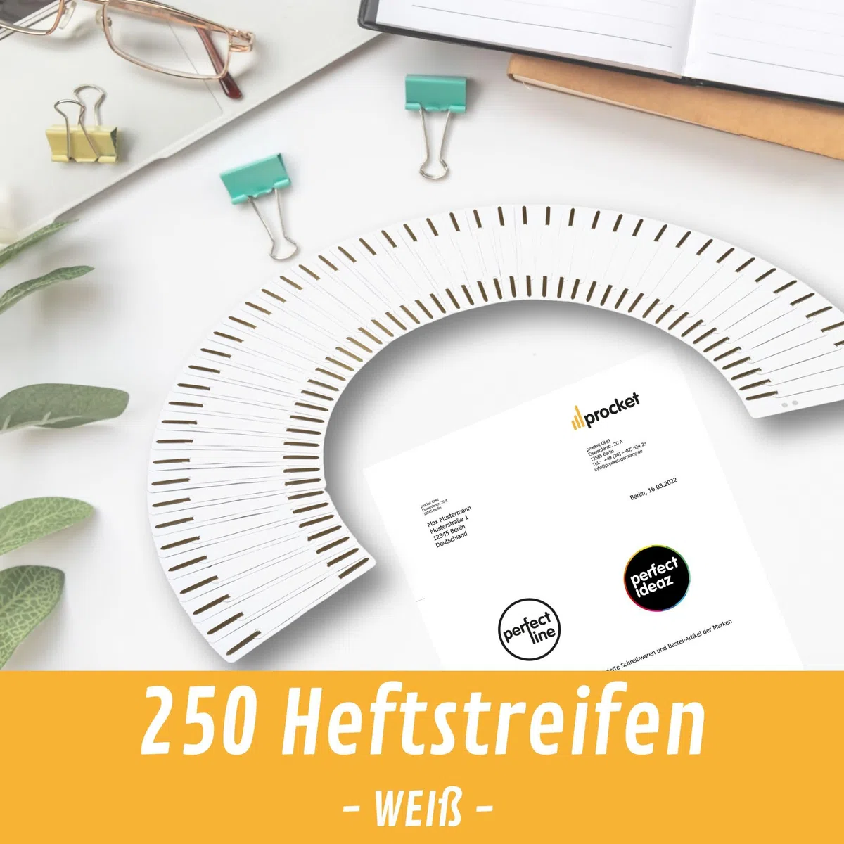perfect line 250 strisce di cartone bianco, carta riciclata, 250 g/m², prodotte in Germania (1 x 250 pezzi)
