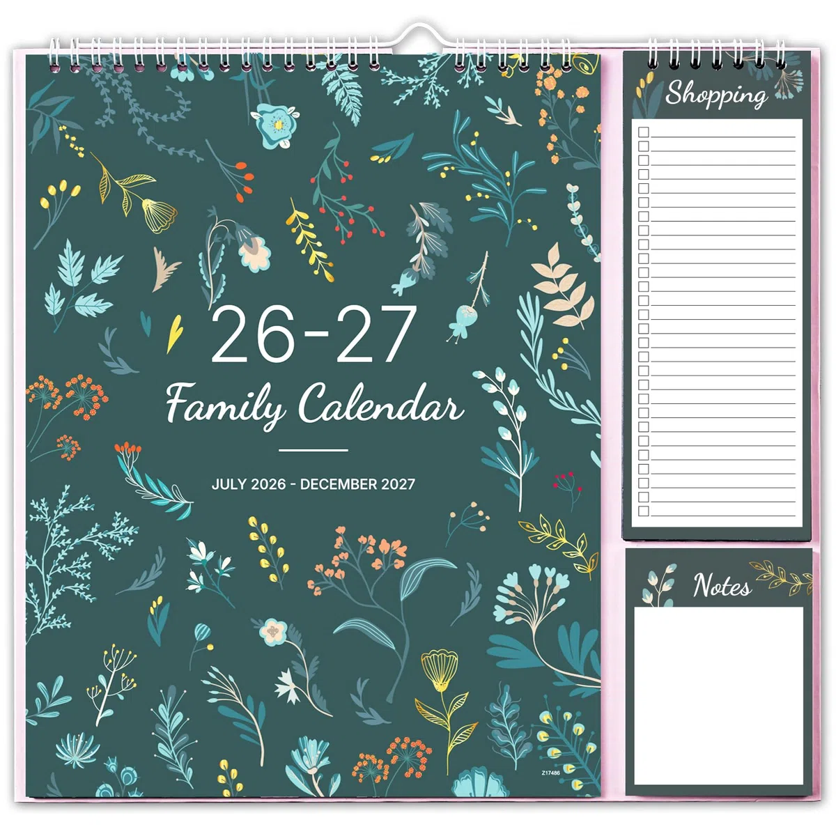 Calendario 2026-2027 - Calendario familiare 2026-2027 18 mesi da luglio 2026 - dicembre 2027, 32 x 29,5 cm, calendario da parete con 5 colonne, lista della spesa e blocco note - Foglioso