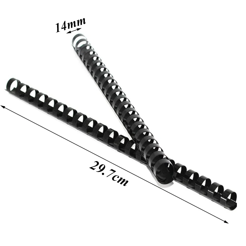 Dorsi Plastici per Rilegatura A4 14mm Spirali per Rilegatura Dorsi per Rilegatura in Plastica Pettine per Rilegatura 21 Anelli Nero per 100 Pagine 25 Pezzi 29,7cm