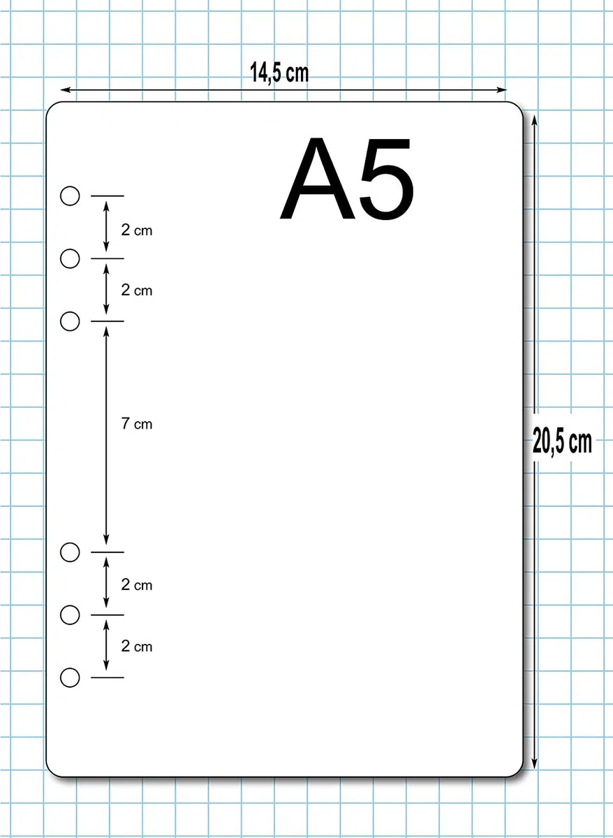 ricambio/ricarica per agenda organizer "formato A5" con 6 anelli 14x20cm (Agenda senza date)