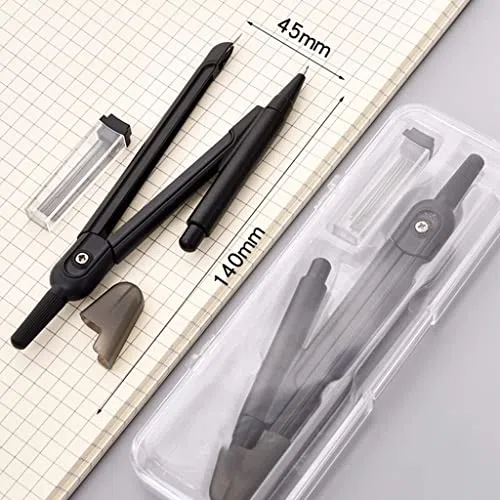 Kit per geometria, set matematico con bussola, goniometro e matita per disegno degli studenti, strumenti essenziali per disegnare e cancelleria