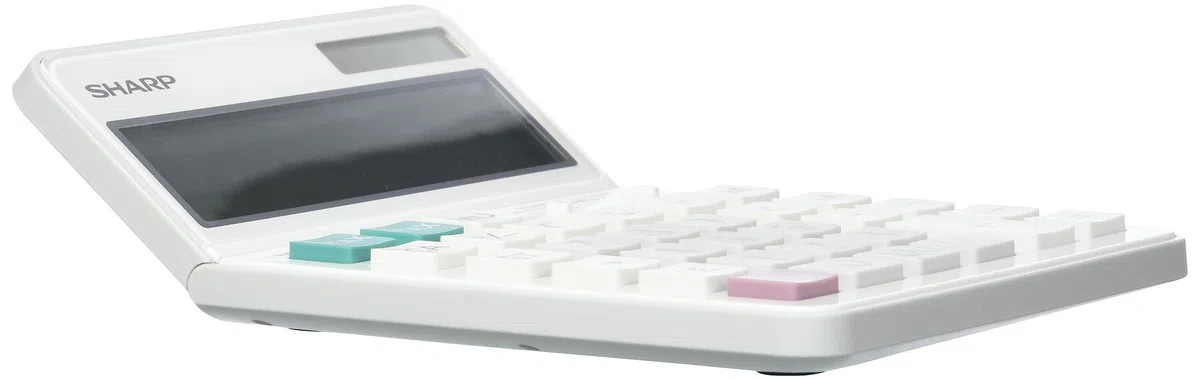 Sharp EL-340W - Calcolatrice da tavolo con display mobile, funzionamento a energia solare/batteria, colore: Bianco