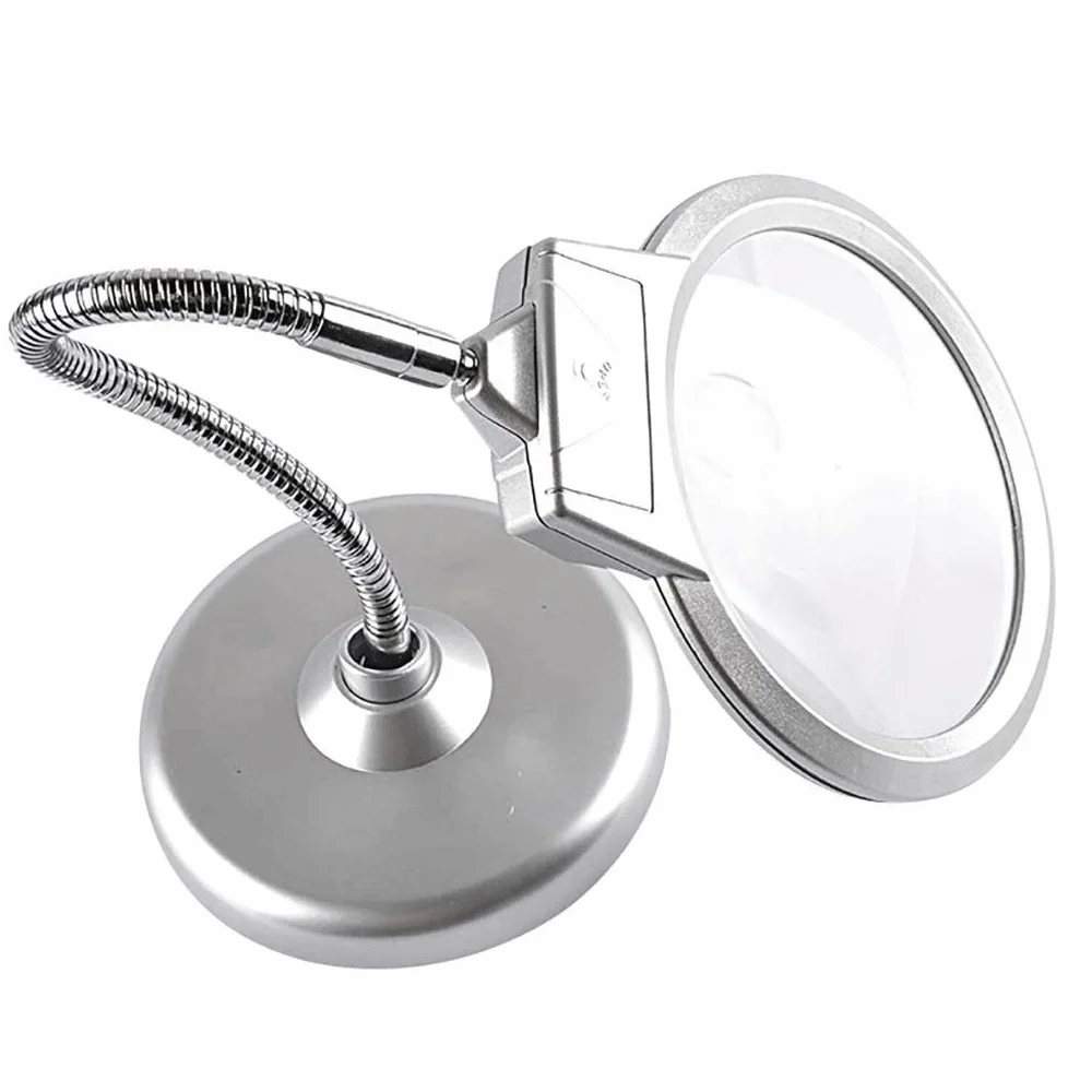 Lampada da Tavolo con Lente d'Ingrandimento per Anziani, Ideale per Leggere sul Cellulare, con Lente Grande 30x e Angolo Regolabile.