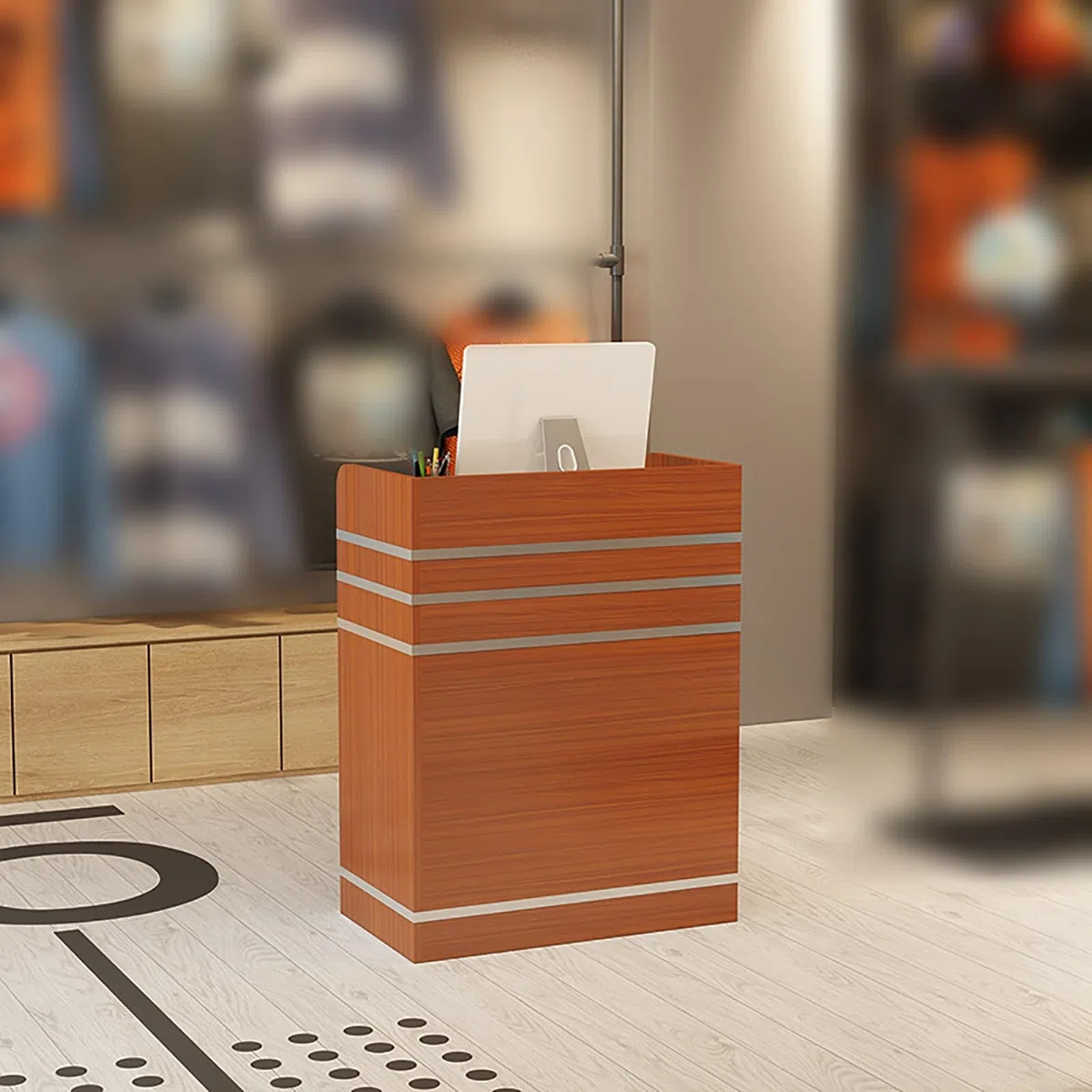 Moderna Reception con cassetto chiudibile a Chiave per Ufficio, Hall, Salone di Bellezza, Negozio di Abbigliamento, bancone di Benvenuto Color Arancione