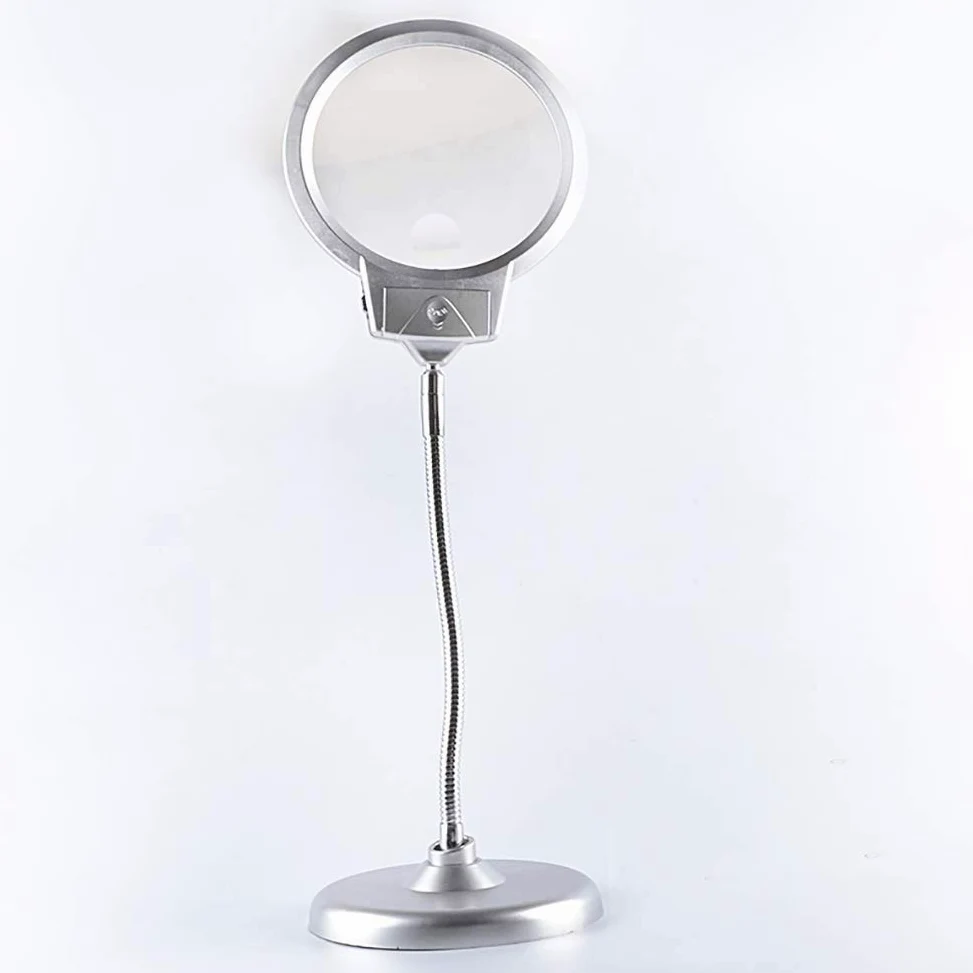 Lampada da Tavolo con Lente d'Ingrandimento per Anziani, Ideale per Leggere sul Cellulare, con Lente Grande 30x e Angolo Regolabile.