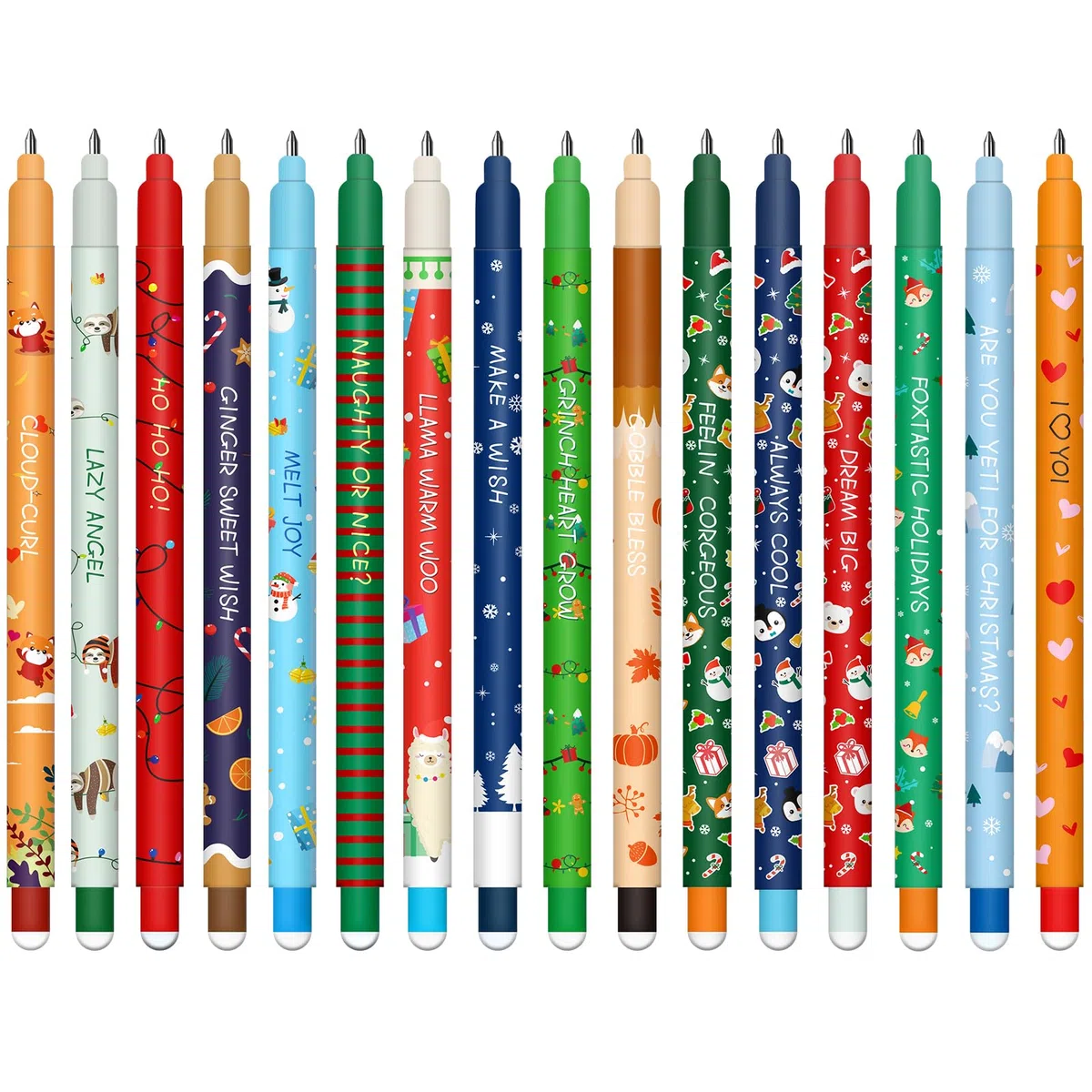 Set di Penne Gel-Cancellabili - Natale Erasable Gel Pens Sfera sull'Estremità per Rimuovere l'Inchiostro, Termosensibile, Diametro Punta 0,7 mm