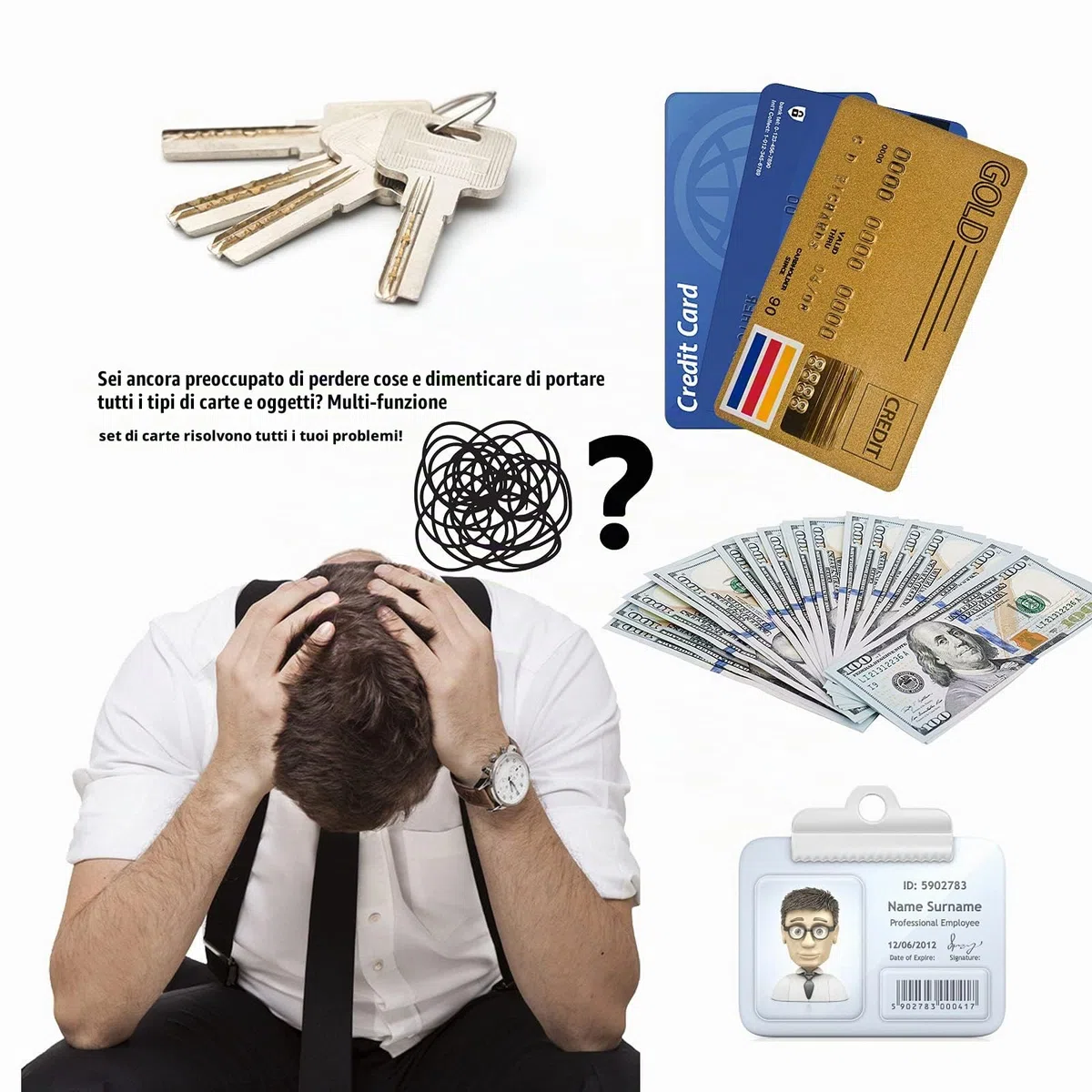 Porta badge con cordino porta carte d'identità in pelle PU titolare di carta d'identità verticale protezione tasche per biglietti da visita, tessera studentesca, biglietti da vista, biglietti di bus,