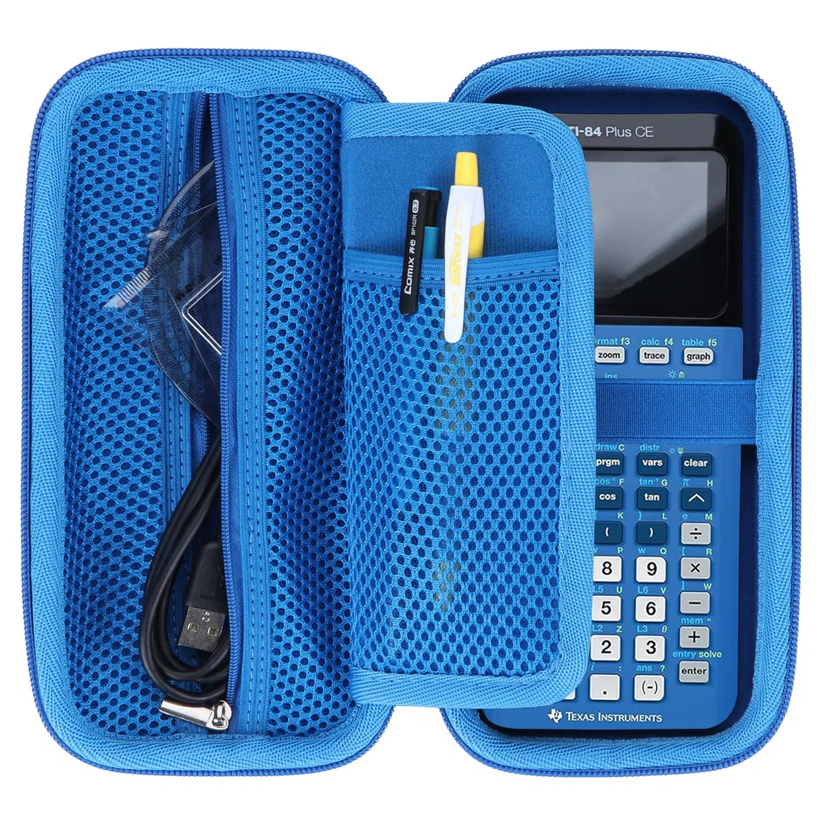 Duro Custodia protettiva compatibile con Texas Instruments TI-84 Plus CE-T/TI-Nspire CX II-T/TI-Nspire CX II-T CAS/TI-83 Premium CE/TI-82 Stats Calcolatrice Grafica (Cielo Blu)