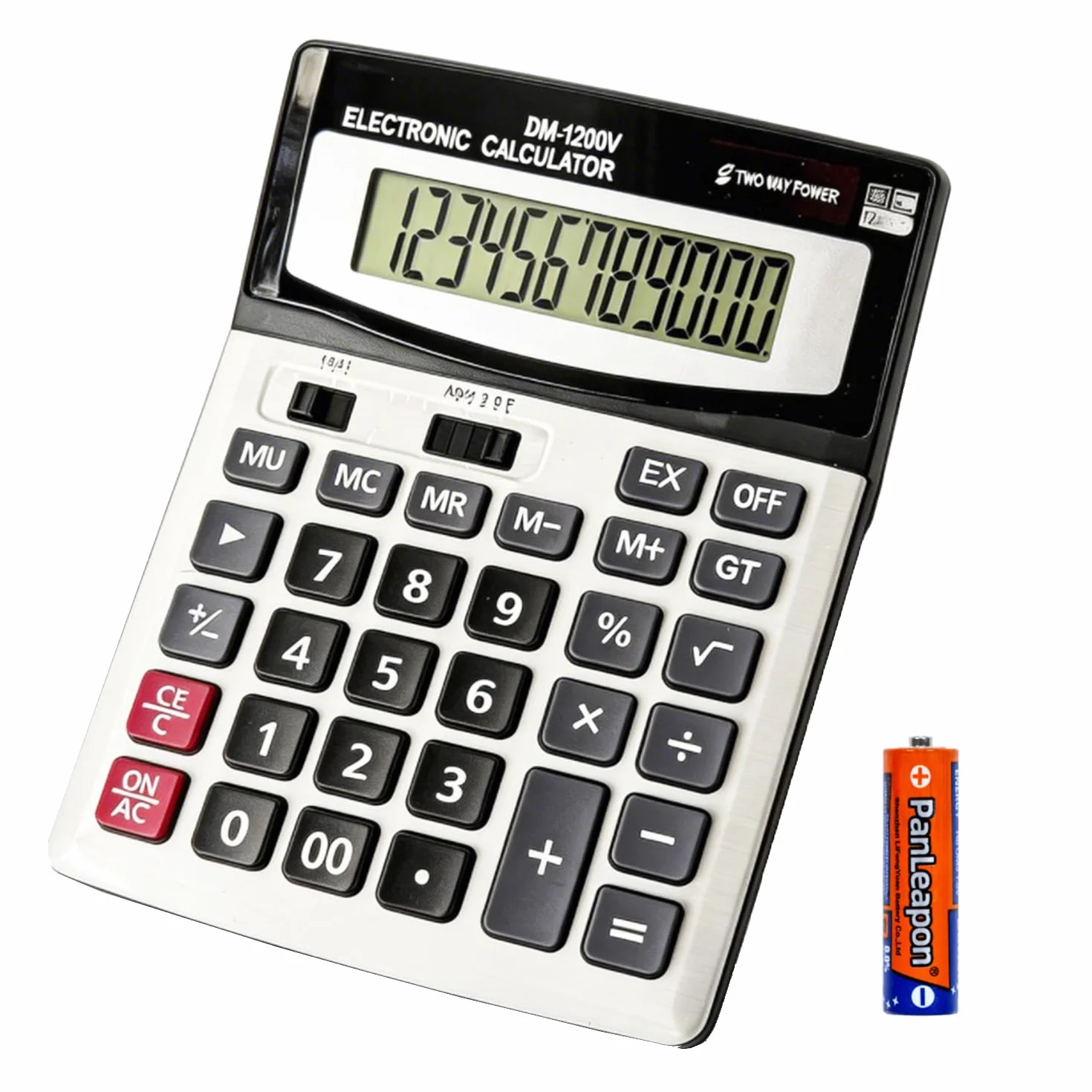 Calcolatrice da tavolo a 12 cifre con ampio display LCD e pulsante sensibile, doppia alimentazione solare e batteria, funzione standard per ufficio (YE1200v)
