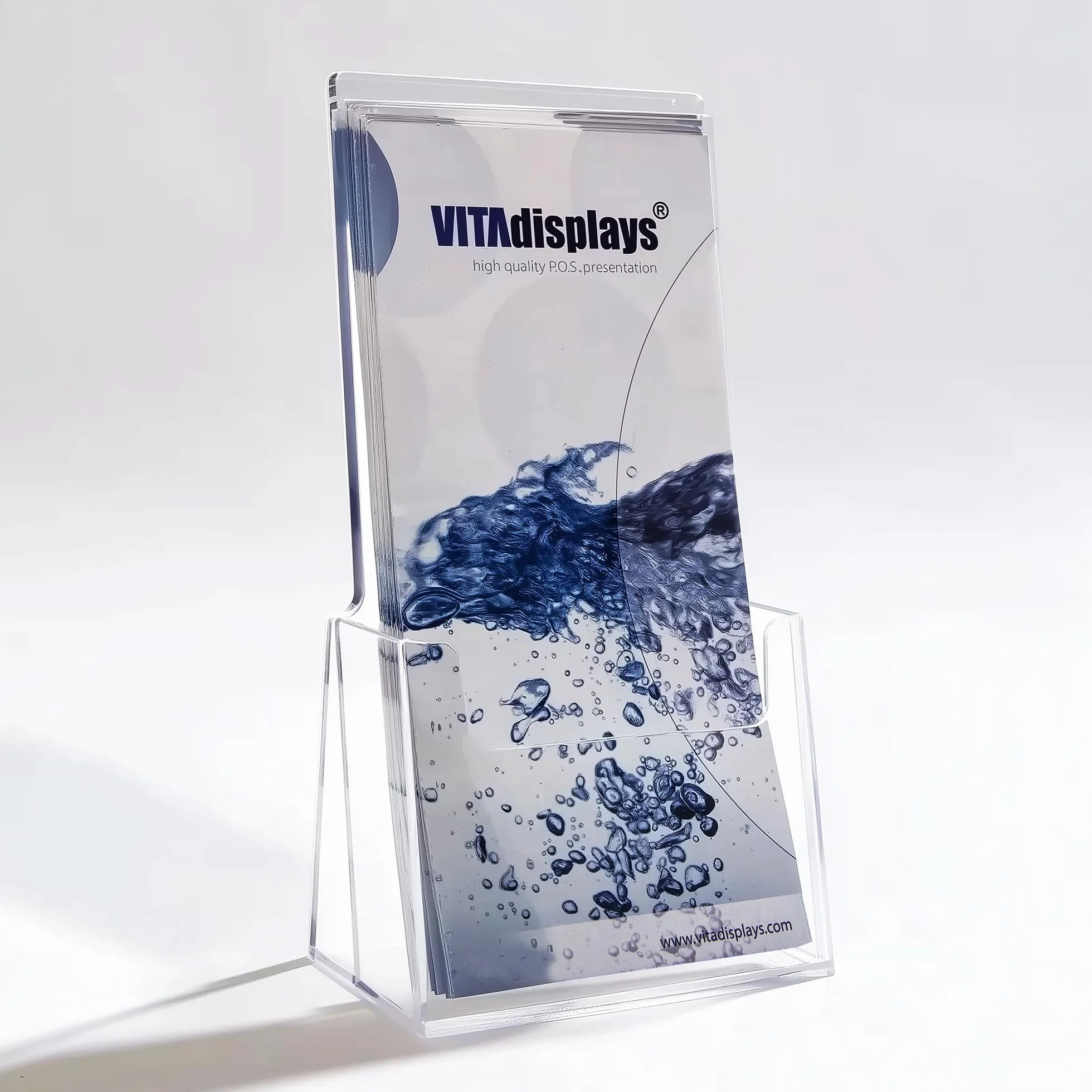 VITAdisplays 5 pezzi portadepliant da tavolo DIN lungo (DL) come supporto per volantini, portadepliant, portadepliant trasparente