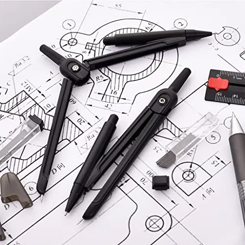 Kit per geometria, set matematico con bussola, goniometro e matita per disegno degli studenti, strumenti essenziali per disegnare e cancelleria