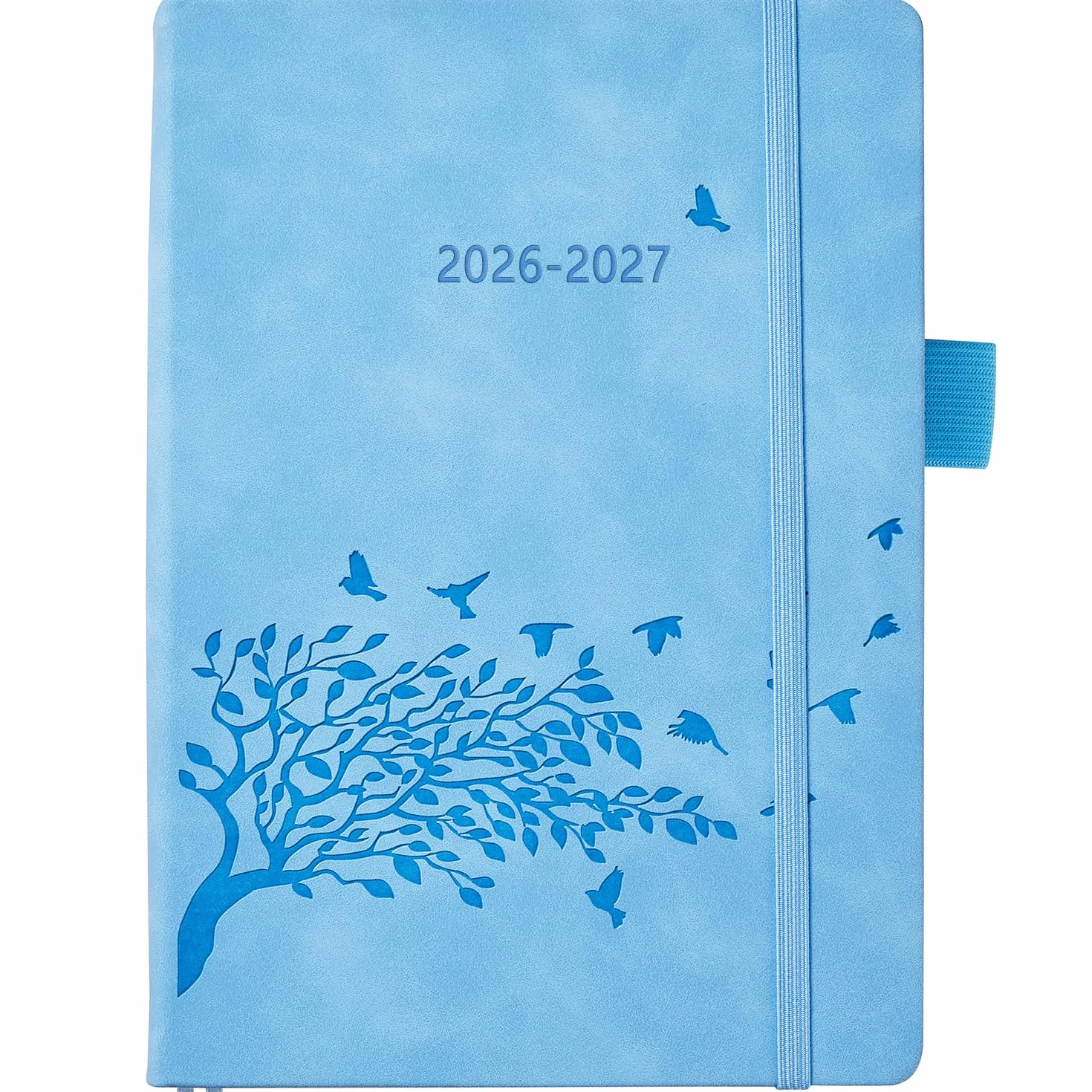 Agenda 2026 2027 Giornaliera A5 Un Giorno per Pagina (Agosto a Luglio), Planner con Divisori Mensili & Nota, Portapenne, Tasca, Copertina Rigida, Elastica Diario per Scuola Famiglia Lavoro, Blu