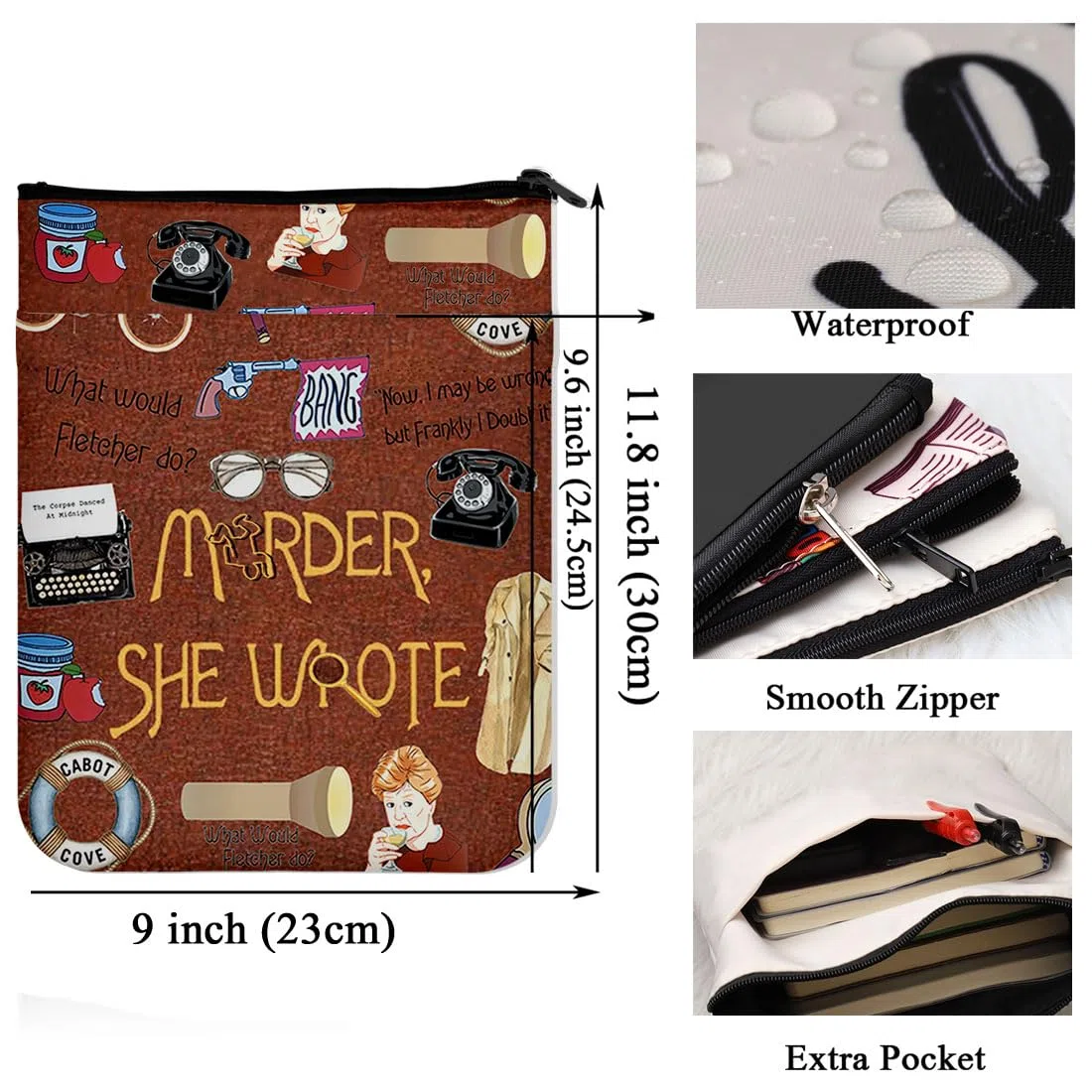 KUIYAI Custodia per libri ispirata alla serie TV, per amanti dei libri, per libri in brossura e merchandising o regalo nerd (ha scritto MurderUK)