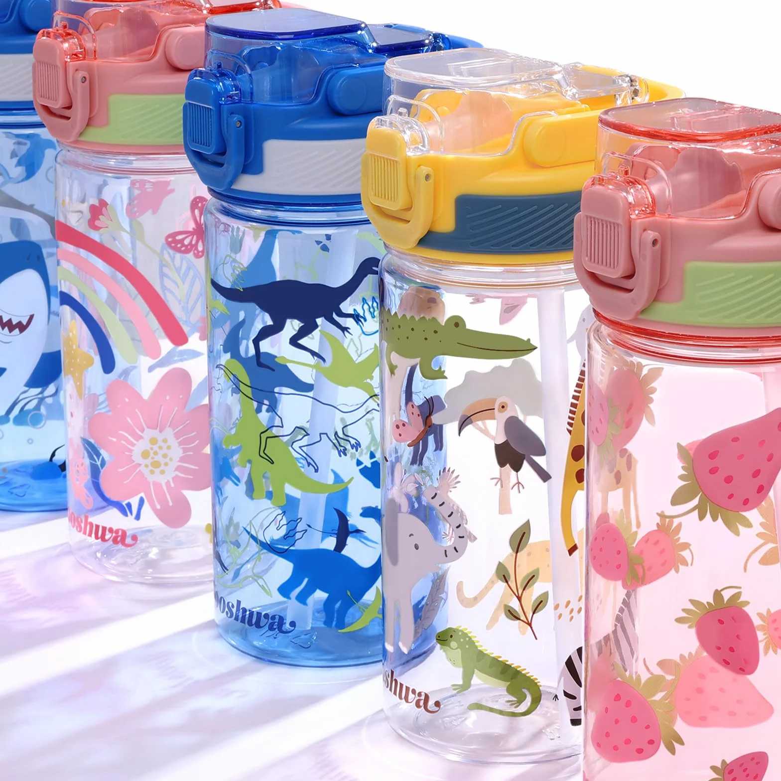 Borraccia Bambini con Cannuccia 480ml, Borraccia Bambino Bambina a Prova di Perdite con Maniglia Senza BPA, per Viaggi Sport Scolastici - Escavatore Giallo