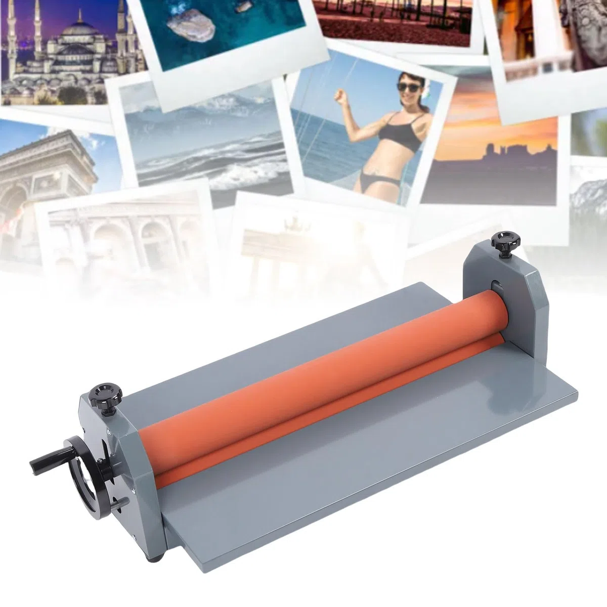 Luocute Laminatrice Manuale a Rullo a Freddo, Laminatrice a Manovella da 750 Mm per Foto, Poster, Copertine di Libri, con Rullo in Gomma Morbida e Posizioni del Regolabili