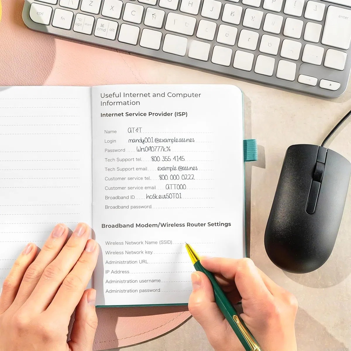 2 Pezzi Delle Password Book, Indice Dalla A Alla Z Rubrica Alfabetica Quadern con Penne Gel, Password Book con Linguette, per Accessi A Internet, Gestione Indirizzi, Nomi Utente (Nero, Verde)