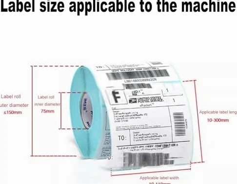 Stampante per etichette adesive manuali con dispositivo di incollaggio regolabile per un'applicazione efficiente dell'etichetta su lattine, bottiglie di plastica, vetro