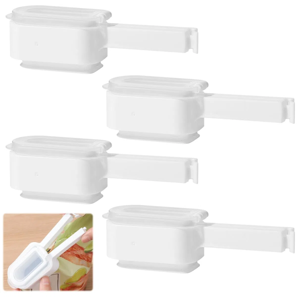 4 Pz Clip Per Sacchetti con Beccuccio Versatore, Tappi per Sacchetti Alimenti, Clip Riutilizzabili Sigillante Alimentare, Fermagli per Chiusure con Dosatore per l'Organizzazione degli Alimenti
