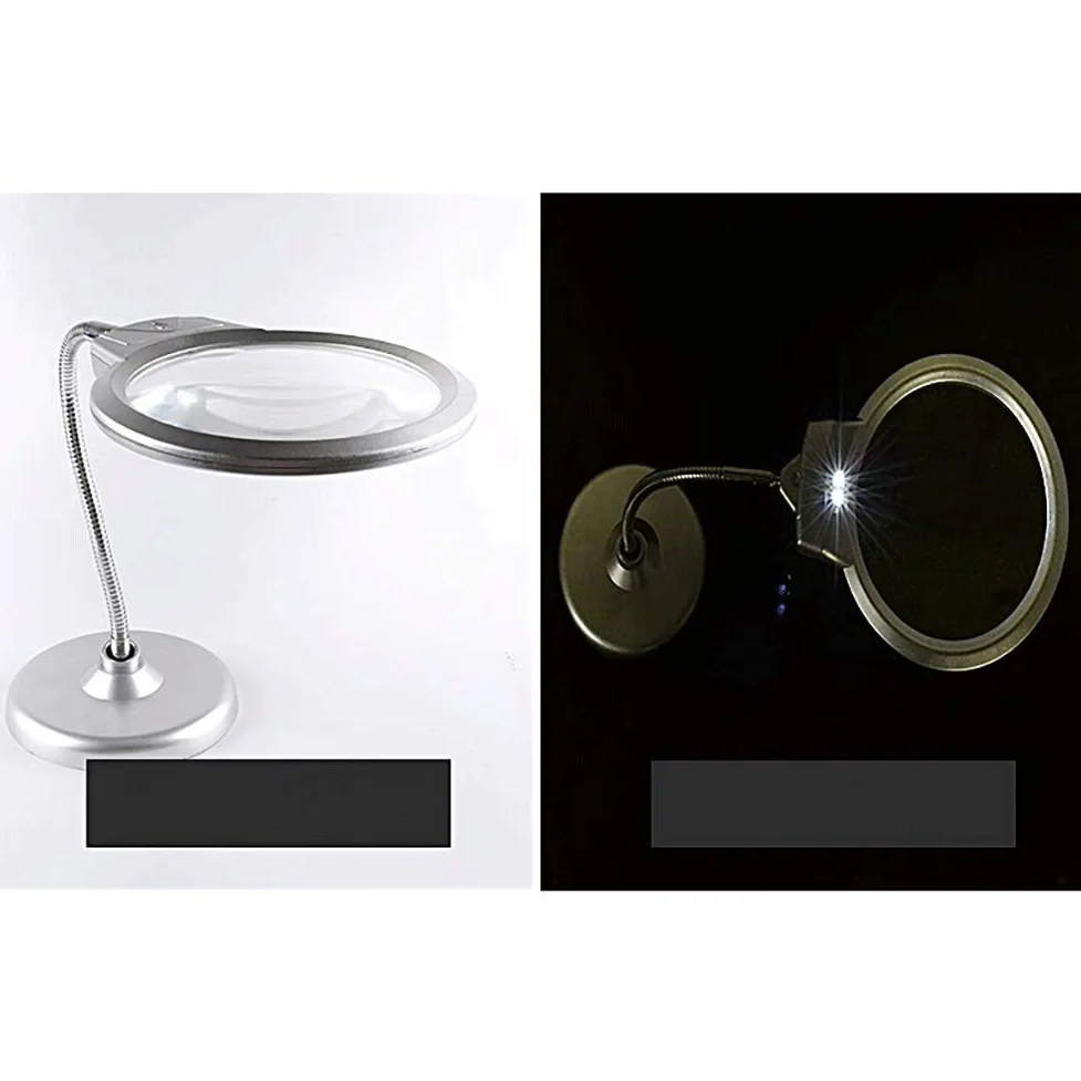 Lampada da Tavolo con Lente d'Ingrandimento per Anziani, Ideale per Leggere sul Cellulare, con Lente Grande 30x e Angolo Regolabile.