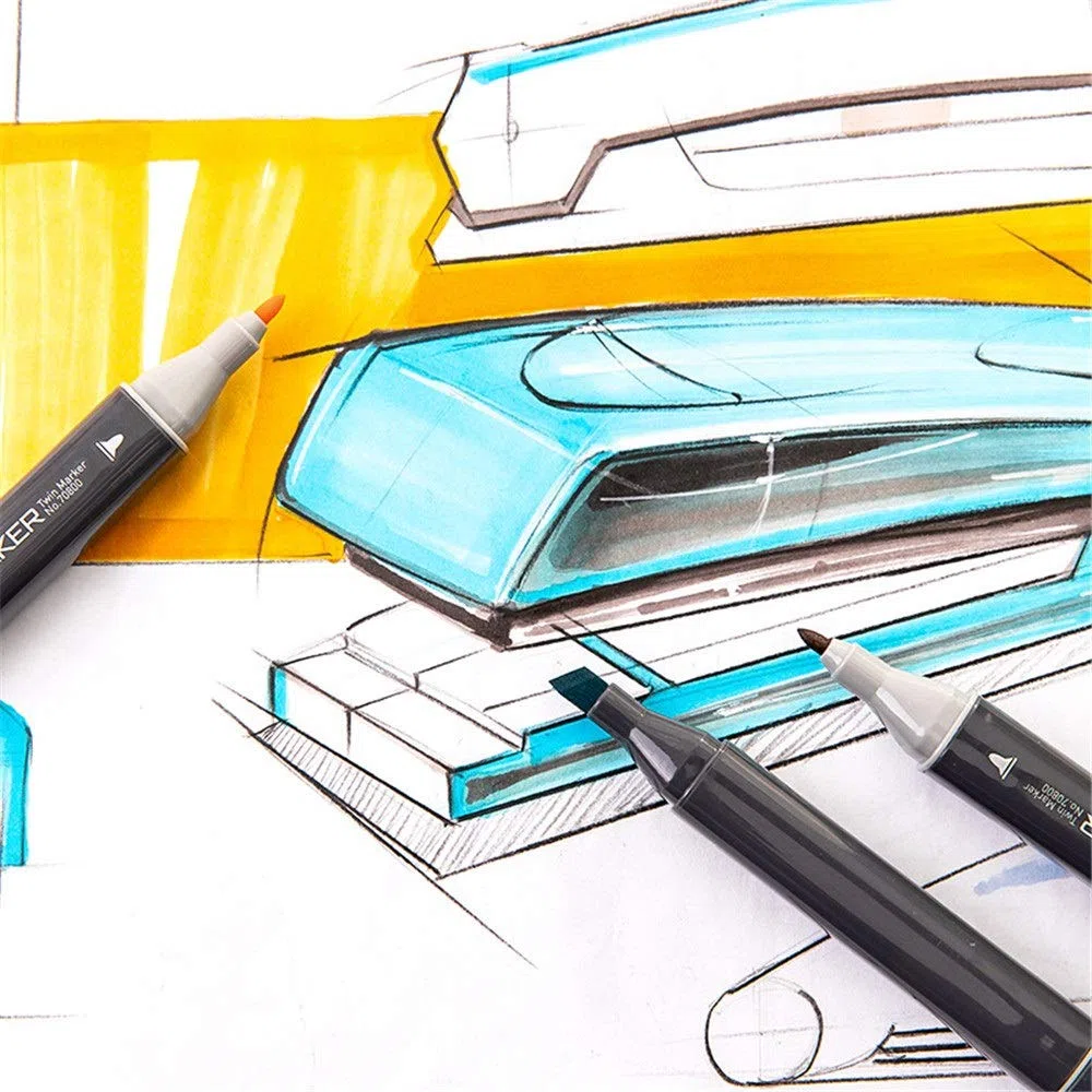Pennarelli Pennarelli for schizzi con punte doppie Disegno Sketching Art School per Disegnare Graffiti(60 colors)
