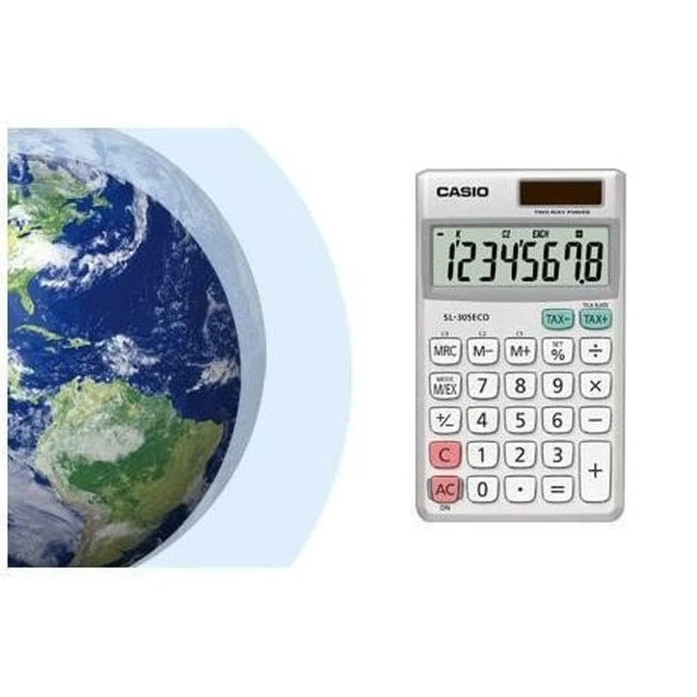 CASIO SL-305 ECO calcolatrice tascabile - Display a 10 cifre, composta per 40% di plastica riciclata