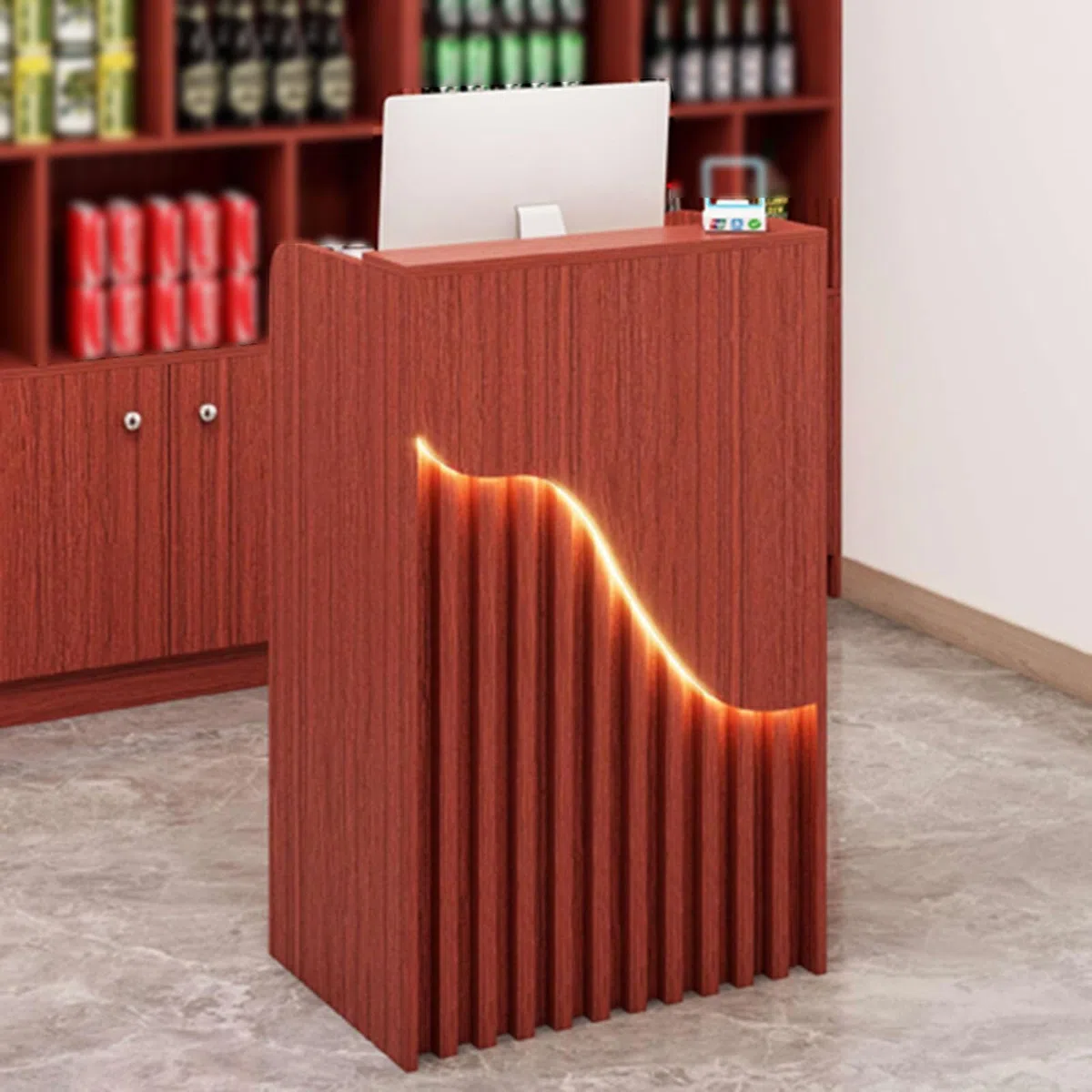 Banco Reception Rosso con cassetti portaoggetti Ideale per supermercati, minimarket e Hotel 1,83 m