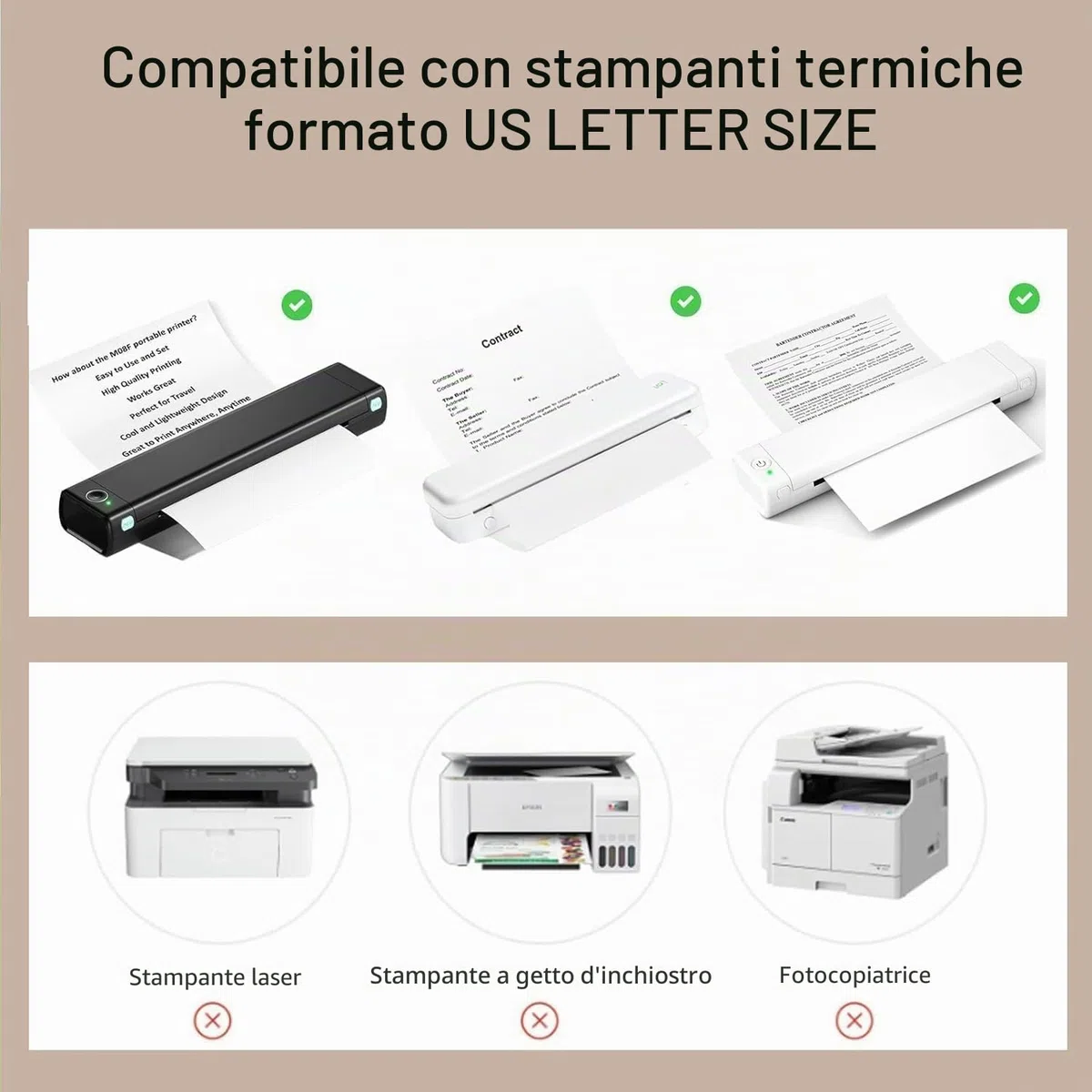 100 Fogli Carta Termica A4, 8,27x11,69' Carta Termica (210 x 297 mm) per Stampante Termica Portatile, Compatibile con MT800/M08F, per Scuola o Lavoro, Stampa Documenti, Immagini, ecc.